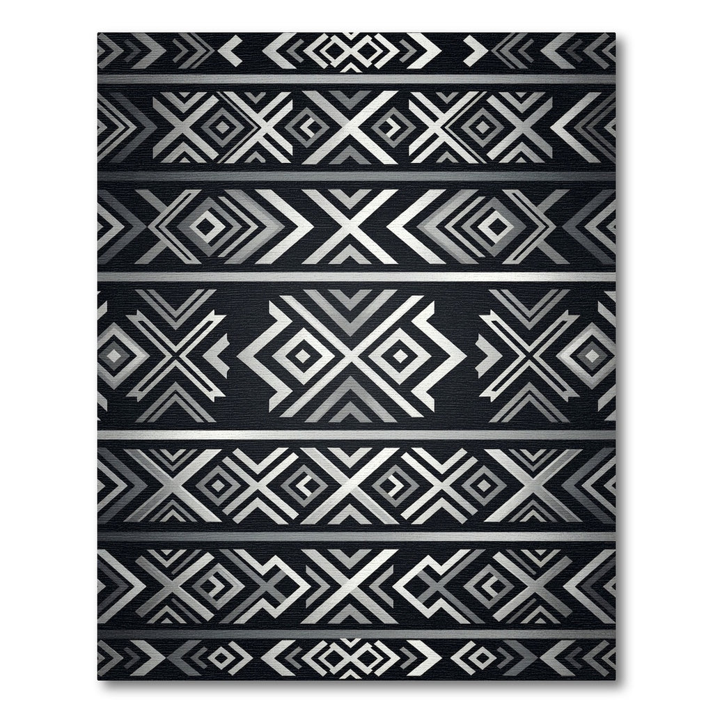 Grayscale Geometric tribal band Rug