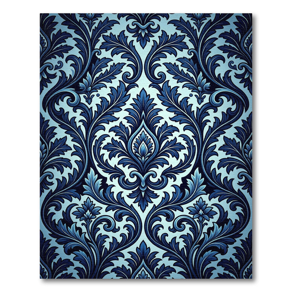 Deep Blue Ornamental Scroll Rug