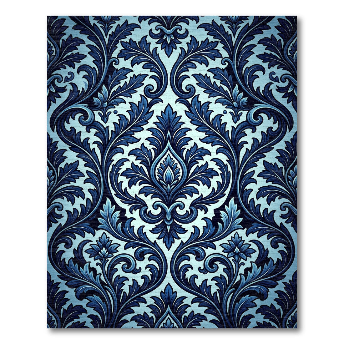 Deep Blue Ornamental Scroll Rug