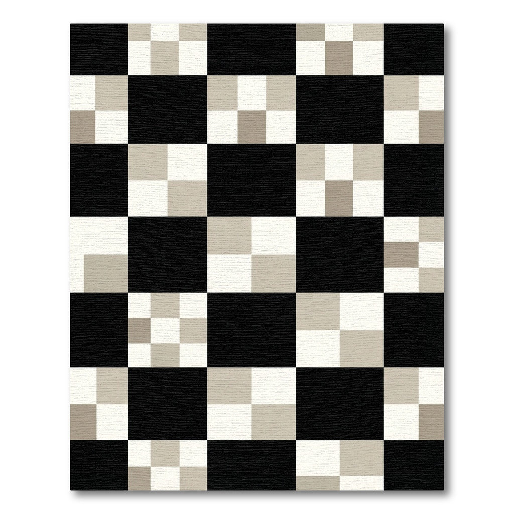 Monochrome Checkered Grid Square Area Rug