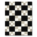 Monochrome Checkered Grid Square Area Rug