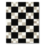 Monochrome Checkered Grid Square Area Rug