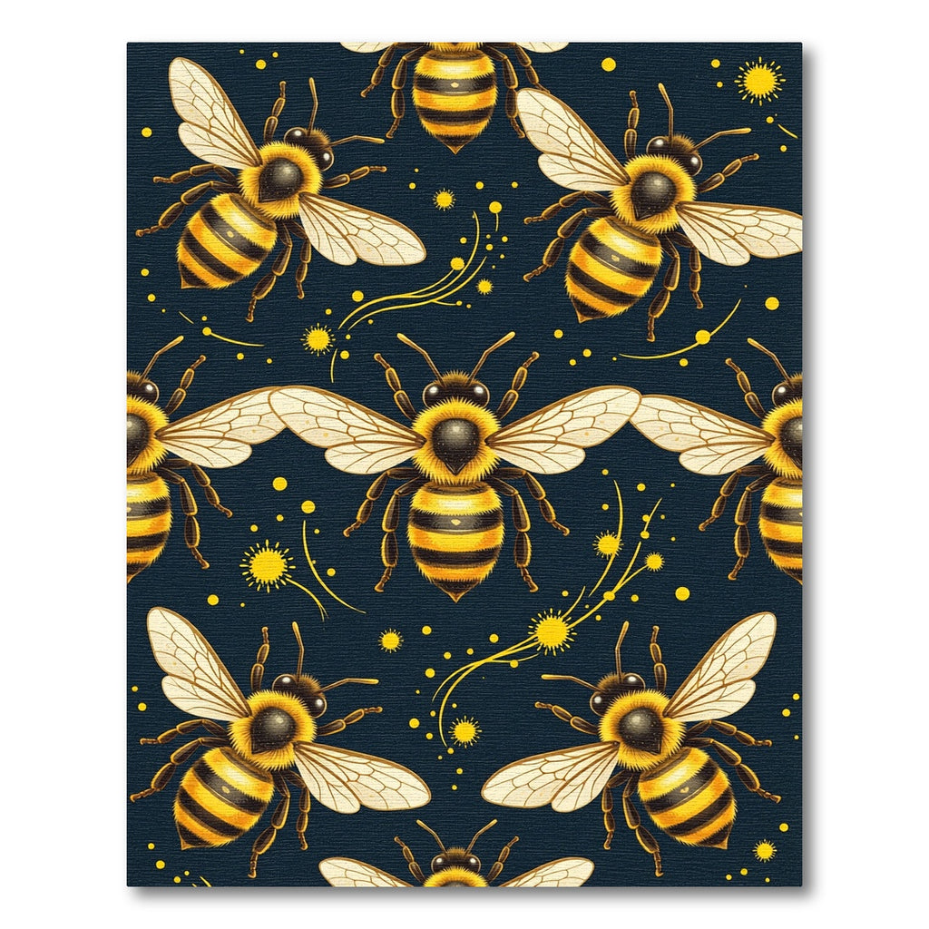 Golden Honeybee Navy Minimalist Art Rug