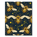 Golden Honeybee Navy Minimalist Art Rug