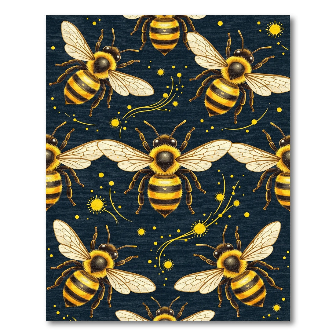 Golden Honeybee Navy Minimalist Art Rug