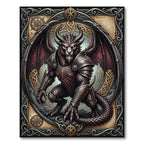 Gothic Winged Beast Mythic Warrior Crest Rug