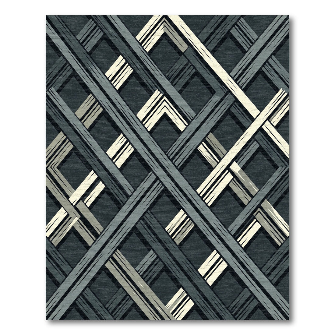 Dark Gray Woven Diamond Rug