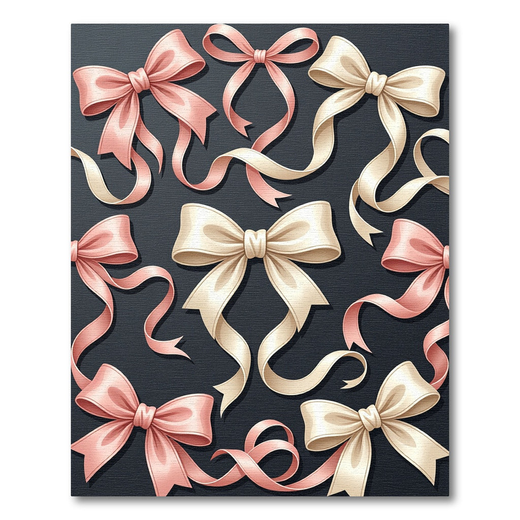 Elegant Cream and Blushing Pink Bows Rug