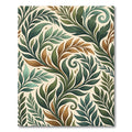 Elegant Green and Gold Leaf Swirl Rug
