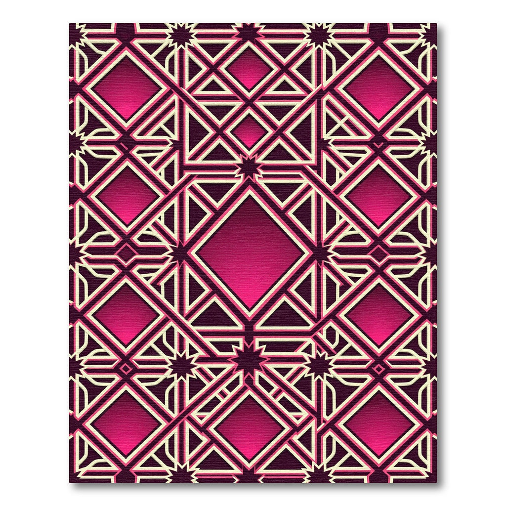 Magenta Geometric Interlocking Diamond Lattice Rug