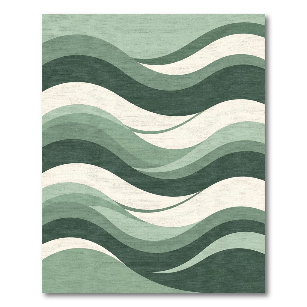 Shaded Emerald Abstract Flowing Waves Rug