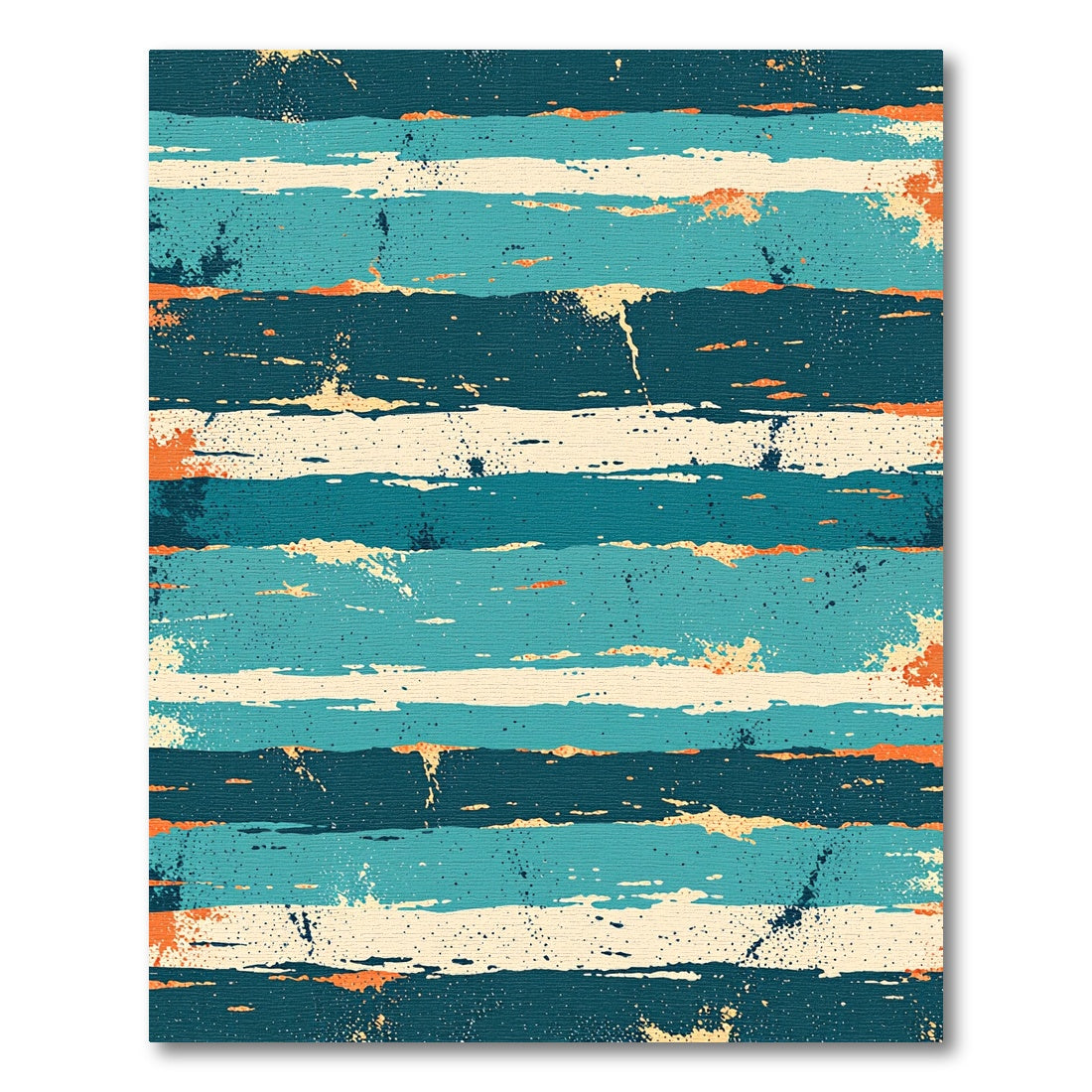 Distressed Teal Ocean Layered Stripe Rug