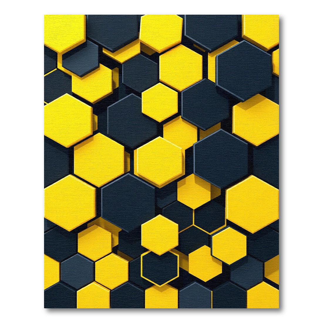 Modern Yellow and Charcoal Geometric Hexagon Rug