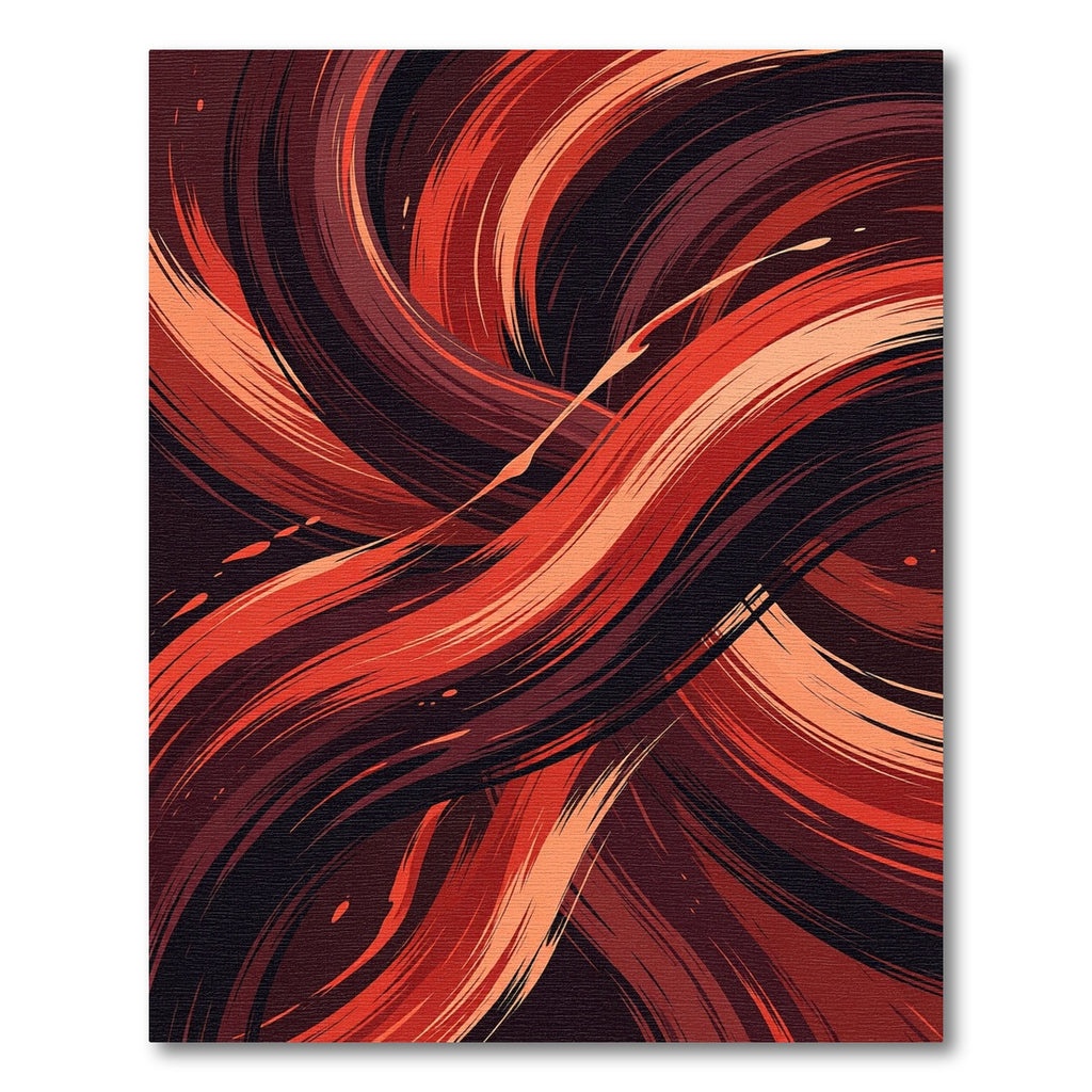 Fiery Red Swirling Brushstrokes Rug