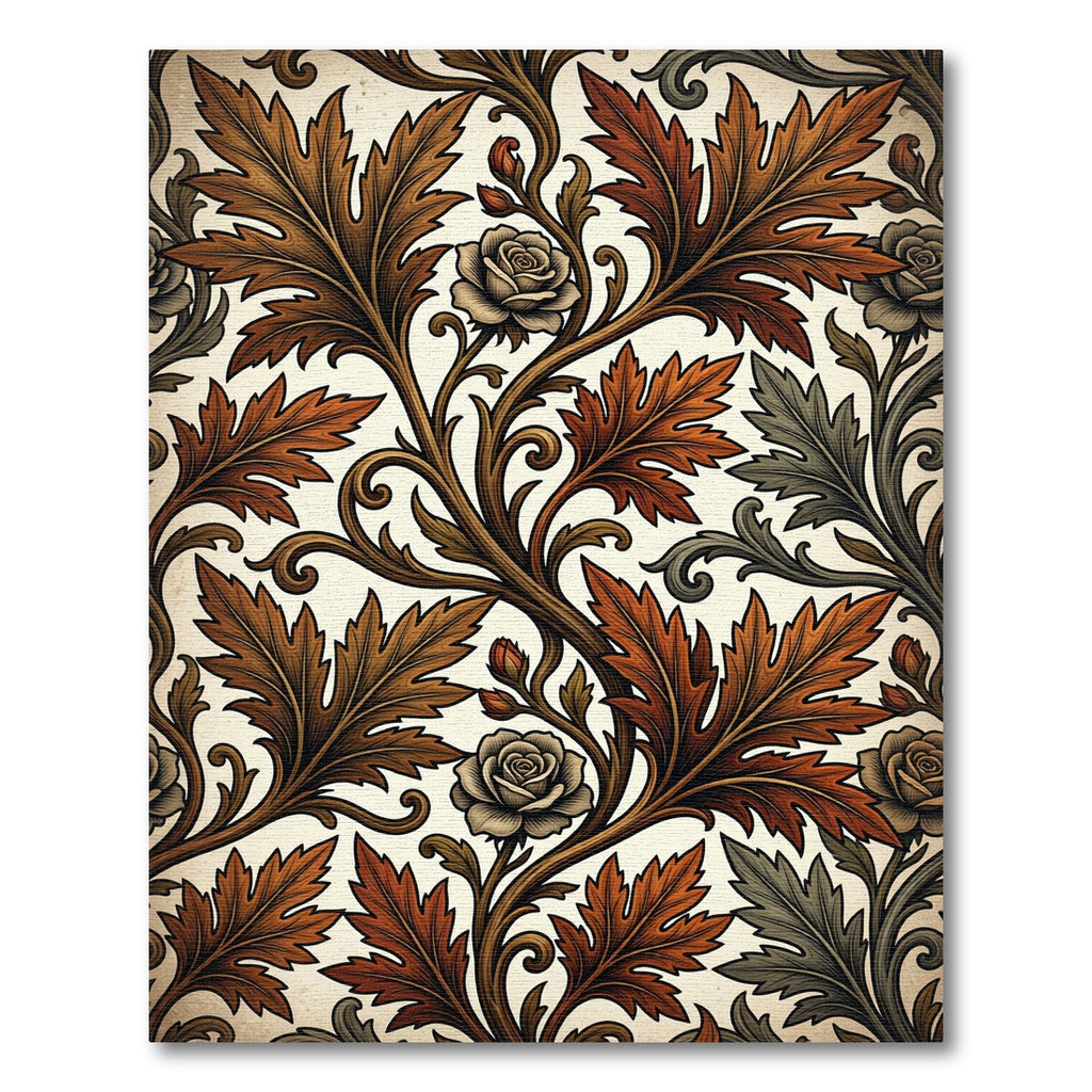 Vintage Autumnal Rose Foliage Rug