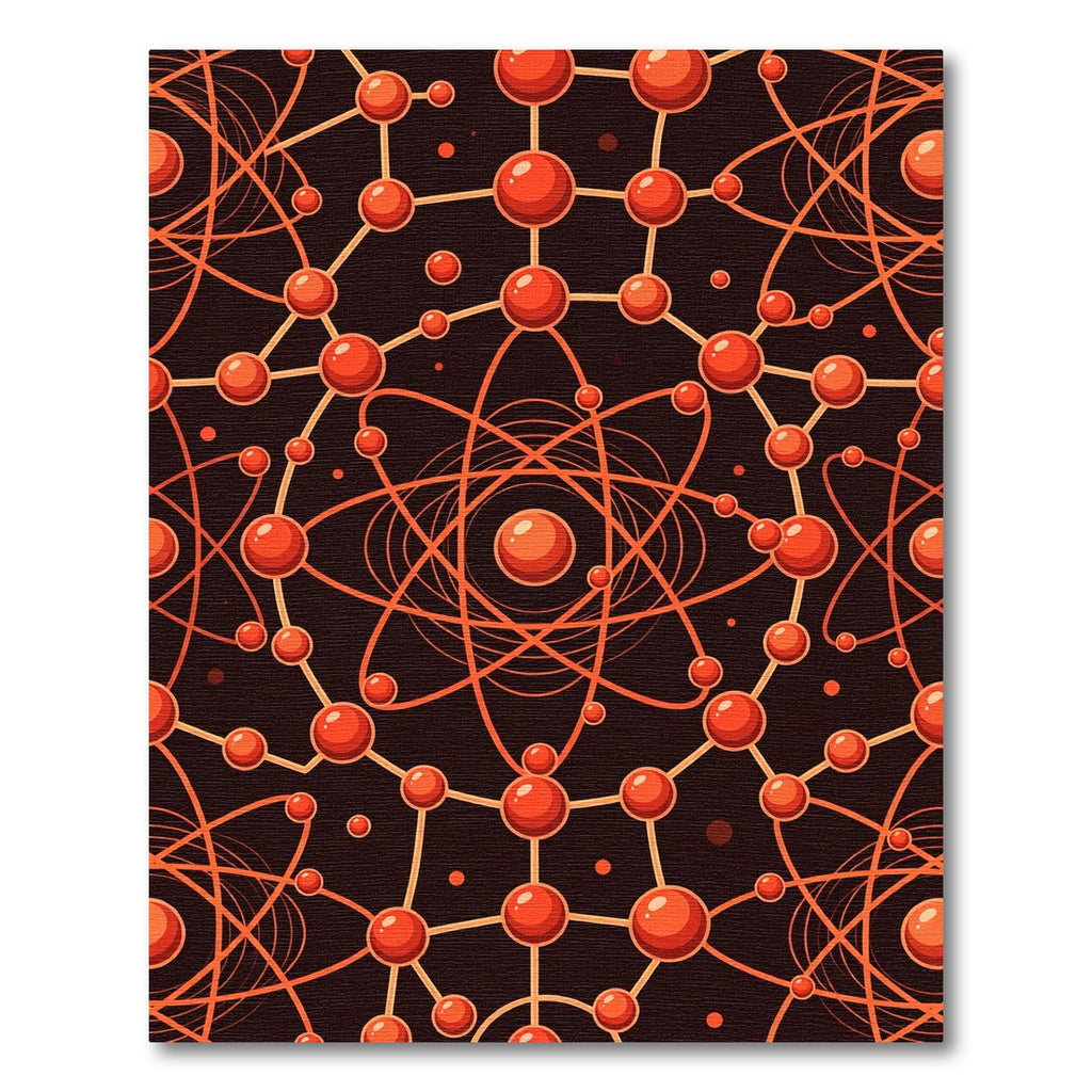 Atomic Orbit Red Network Rug