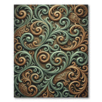 Ornate Teal Gold Swirl Filigree Rug