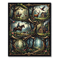 Vintage Hunting Scene Forest Floor Rug