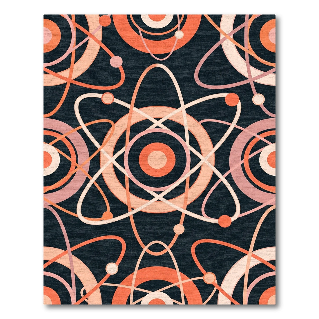 Retro Atomic Orange Orbital Rug