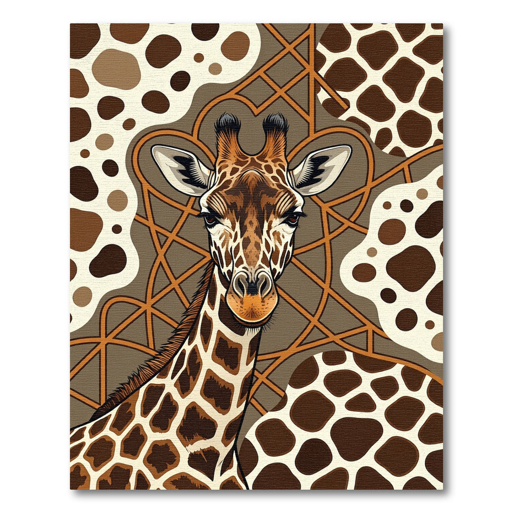 Giraffe Portrait Brown Abstract Shapes Rug