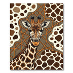 Giraffe Portrait Brown Abstract Shapes Rug