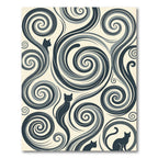 Gray Swirls Silhouettes Cats Rug