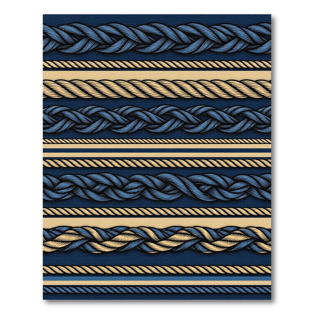 Nautical Braided Rope Stripes Rug