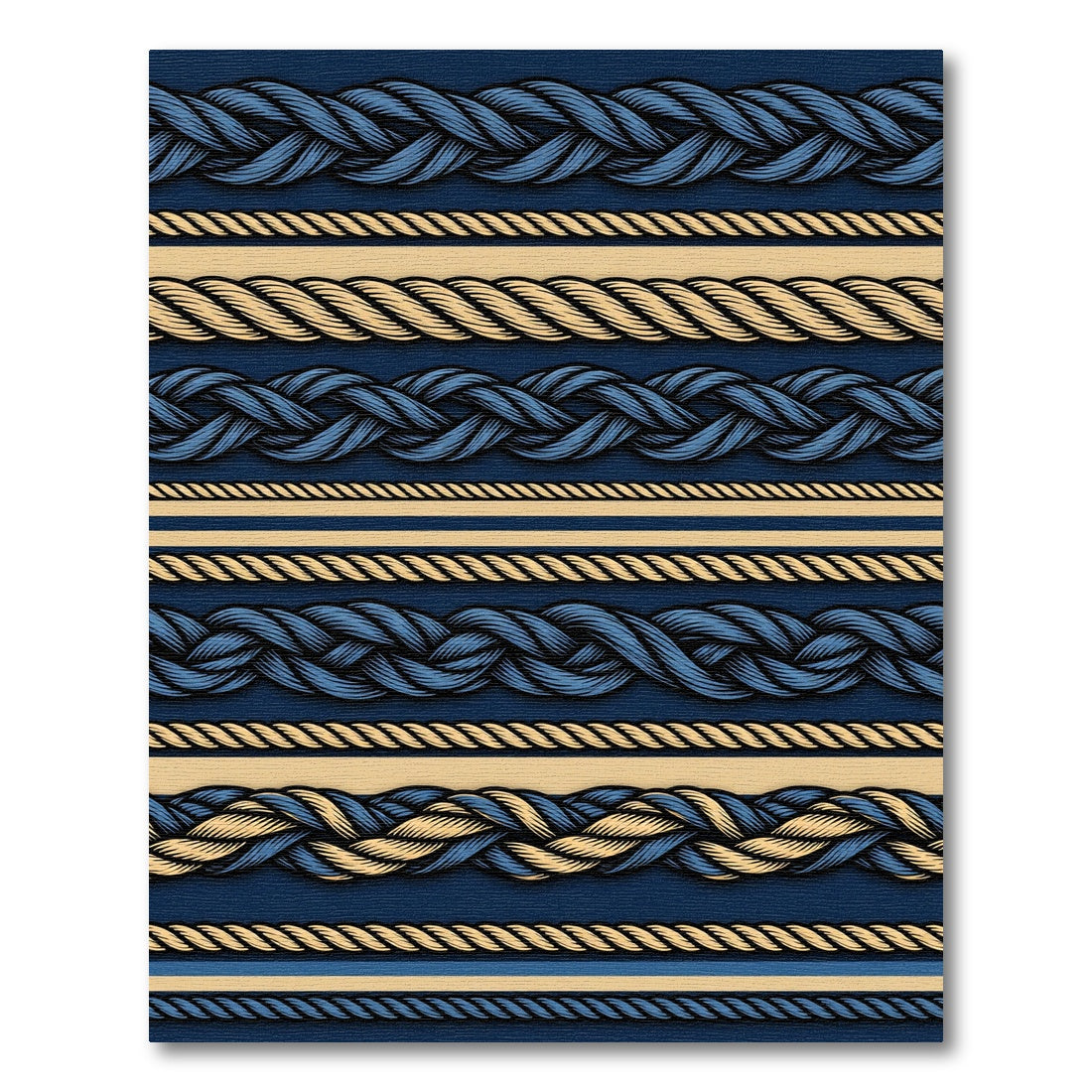 Nautical Braided Rope Stripes Rug