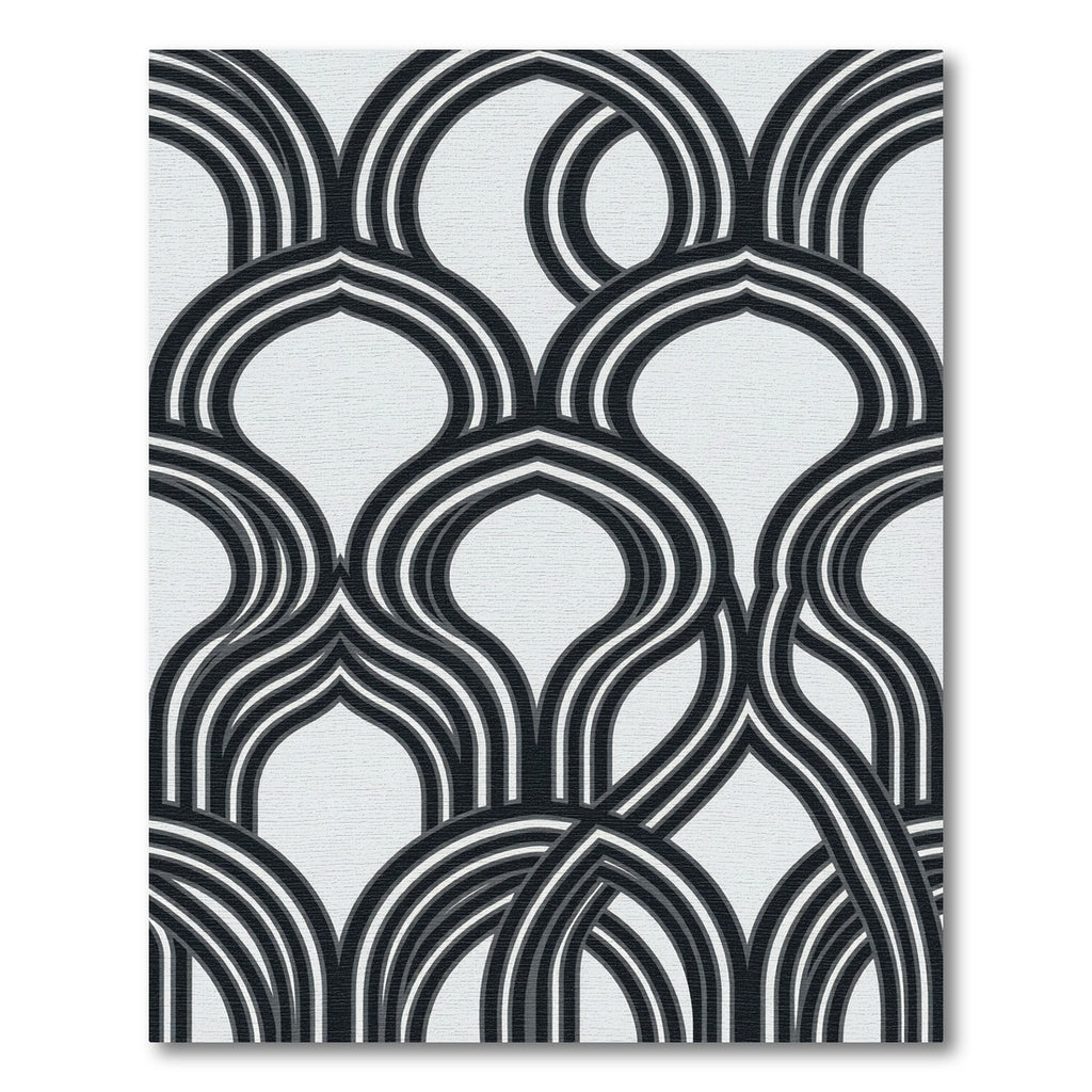 Monochrome Curved Arc Geometric Area Rug
