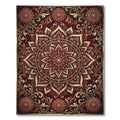 Intricate Crimson Floral Gold Medallion Rug