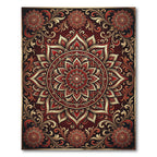 Intricate Crimson Floral Gold Medallion Rug