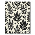 Black Botanical Herb Leaf Pattern Rug