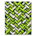 Lime Green White Interlocking Chevron Rug