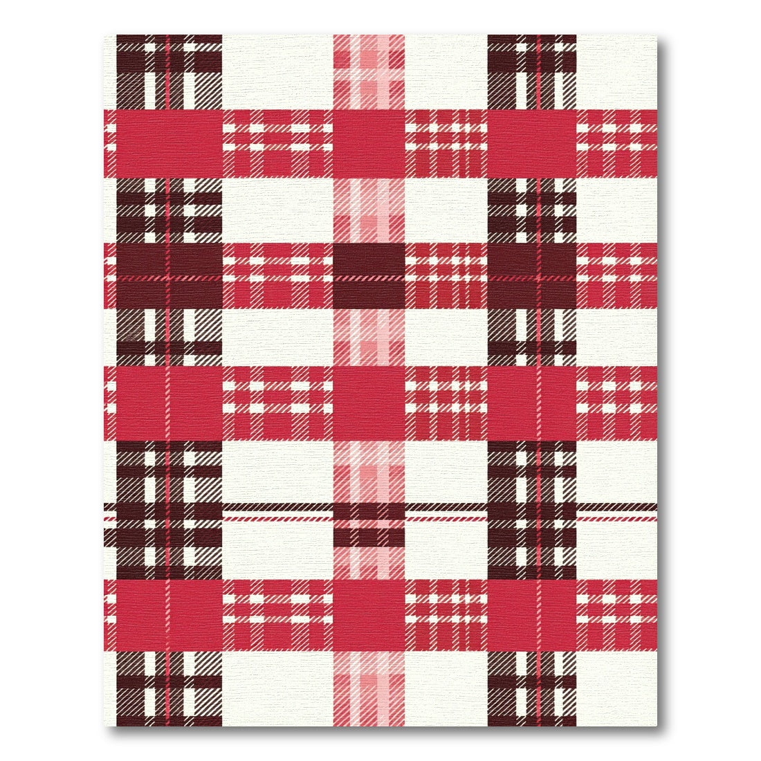 Crimson Cream Plaid Squares Rug
