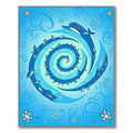 Whimsical Blue Whale Spiral Swirl Rug