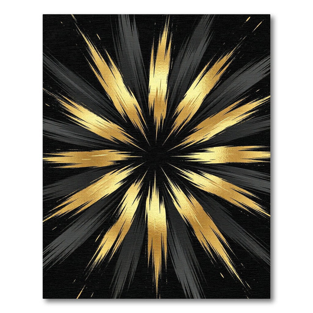 Black Gold Burst Rays Rug