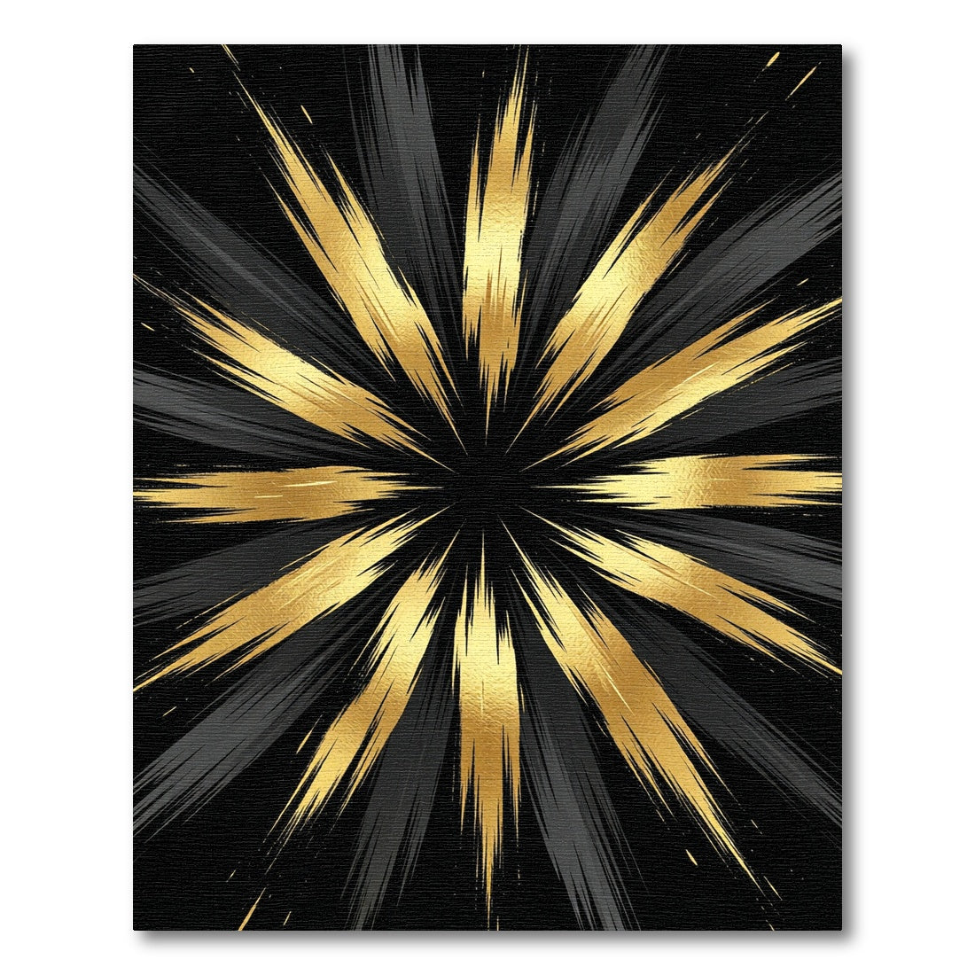 Black Gold Burst Rays Rug