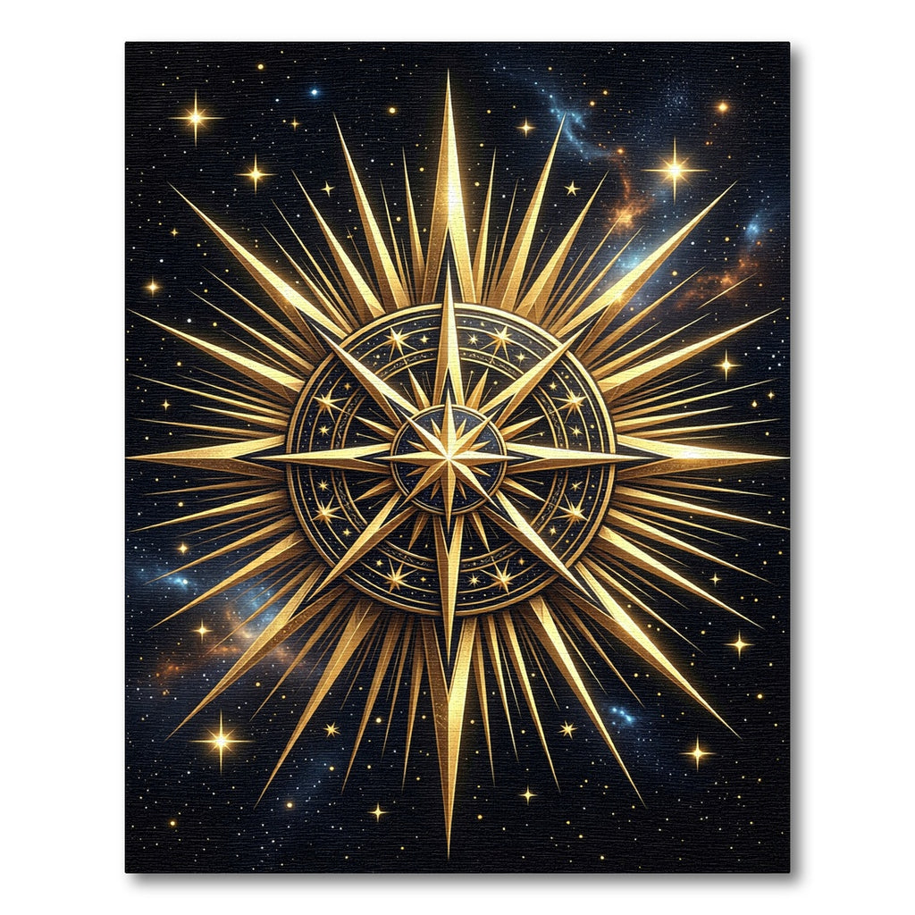 Golden Celestial Starburst Astral Medallion Rug