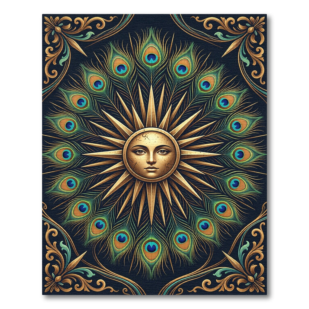 Golden Sun Peacock Feather Radiance Rug