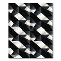 Geometric Black White Cubist Illusion Rug