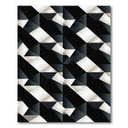 Geometric Black White Cubist Illusion Rug