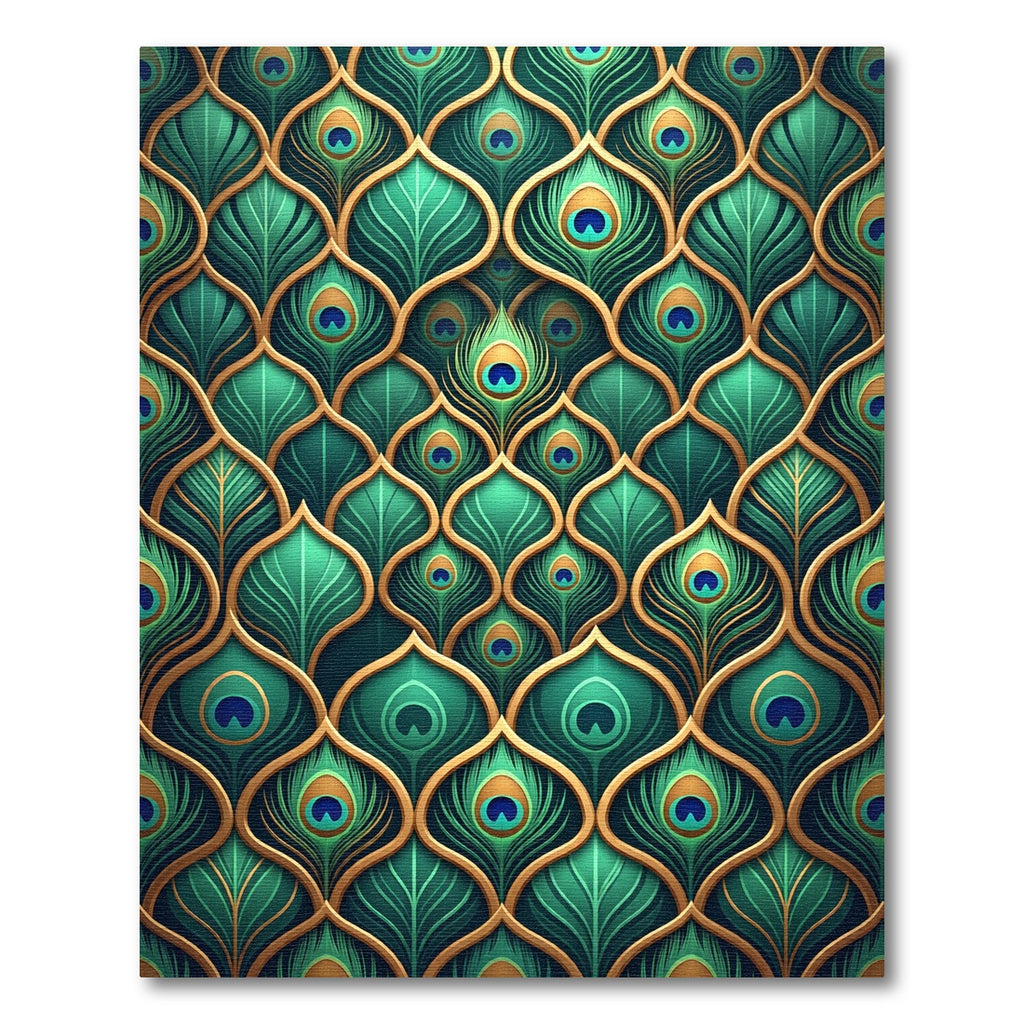 Elegant Emerald Peacock Feather Medallion Rug