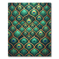 Elegant Emerald Peacock Feather Medallion Rug