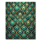Elegant Emerald Peacock Feather Medallion Rug