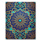 Azure Gold Geometric Star Medallion Rug