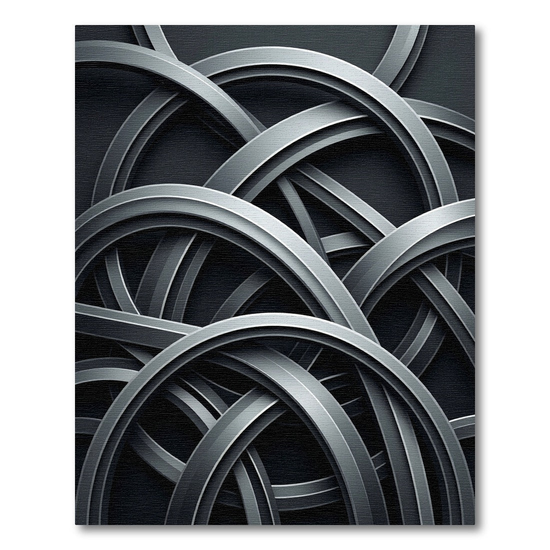 Modern Gray Interlocking Arcs Rug