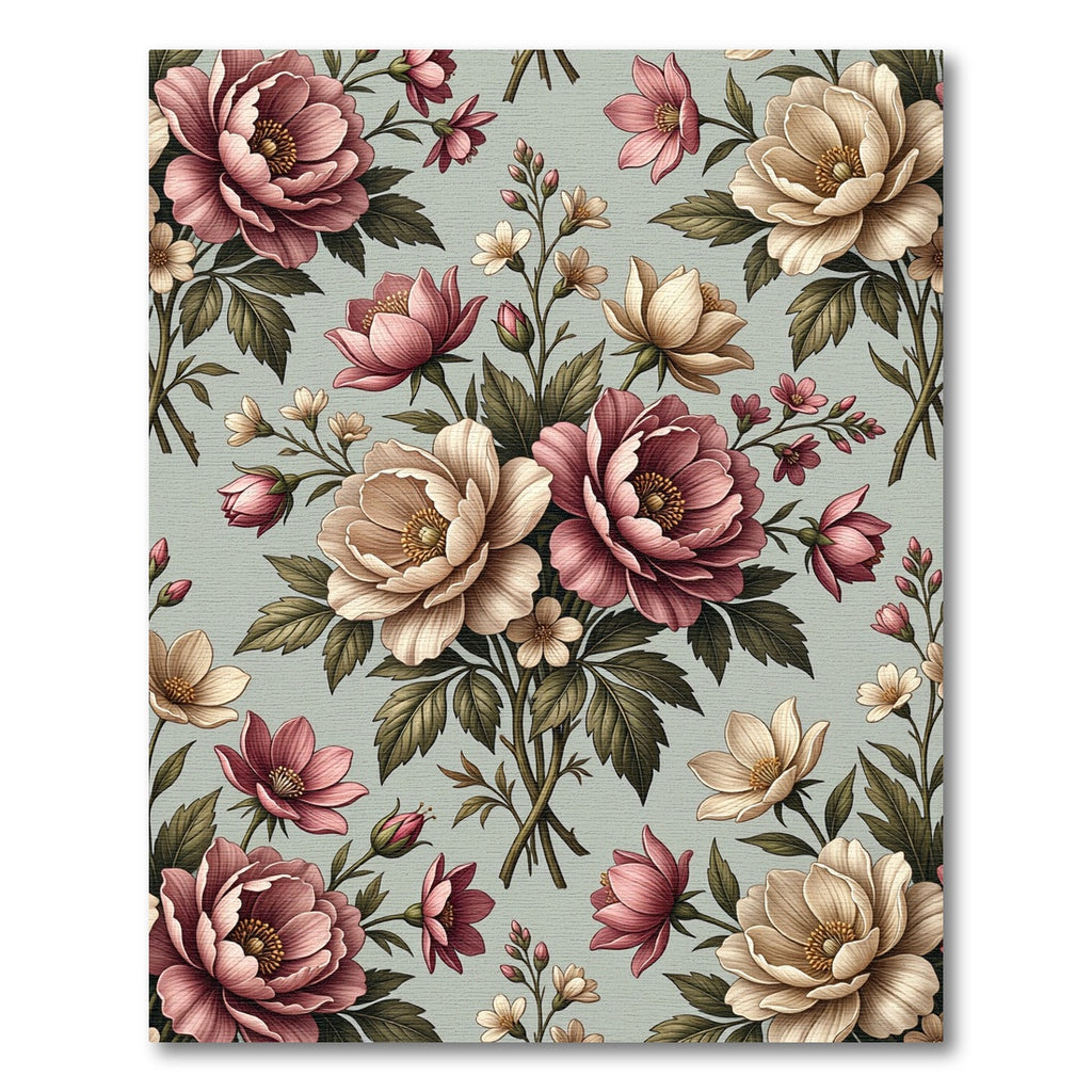 Blush and Cream Peony Botanical Bouquet Rug