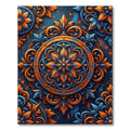Ornate Amber and Cobalt Floral Medallion Rug