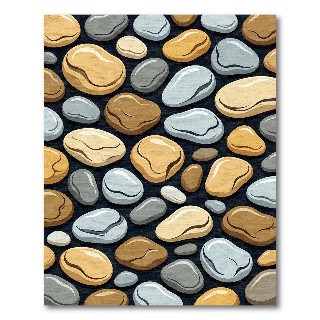Amber Taupe Gray Smooth Stone Arrangement Rug