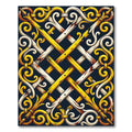 Gilded Scrollwork Gold White Lattice Rug